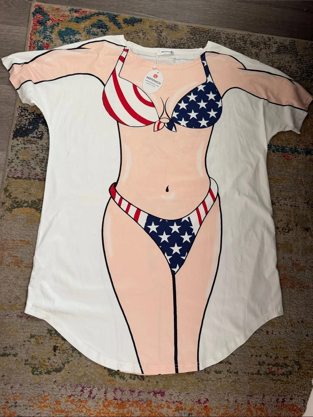 White Women’s Swim Cover-Up Tunic with Americana Graphic